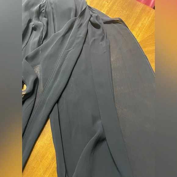 CACHE Cocktail Party High Multi-Split Leg Chiffon Overlay Black Pants Size 14 - Picture 5 of 11